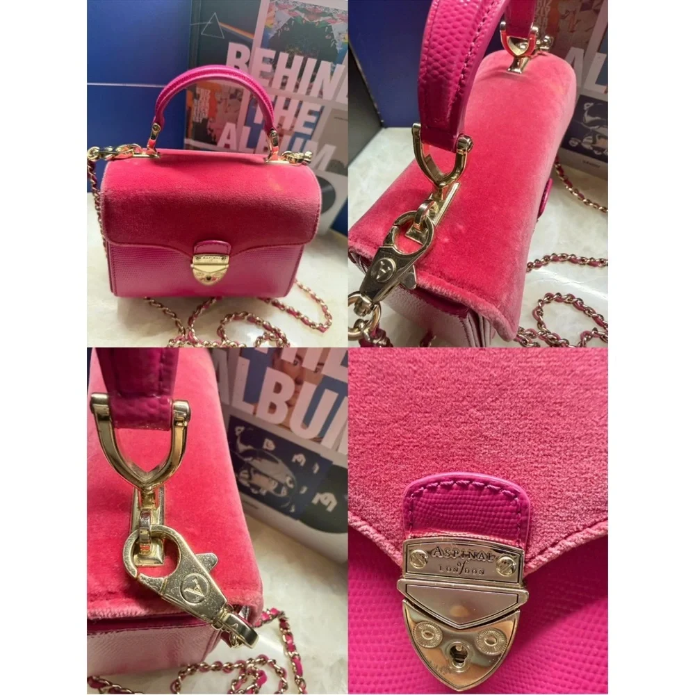 Fuchsia Box Handbag with Chain Strap
